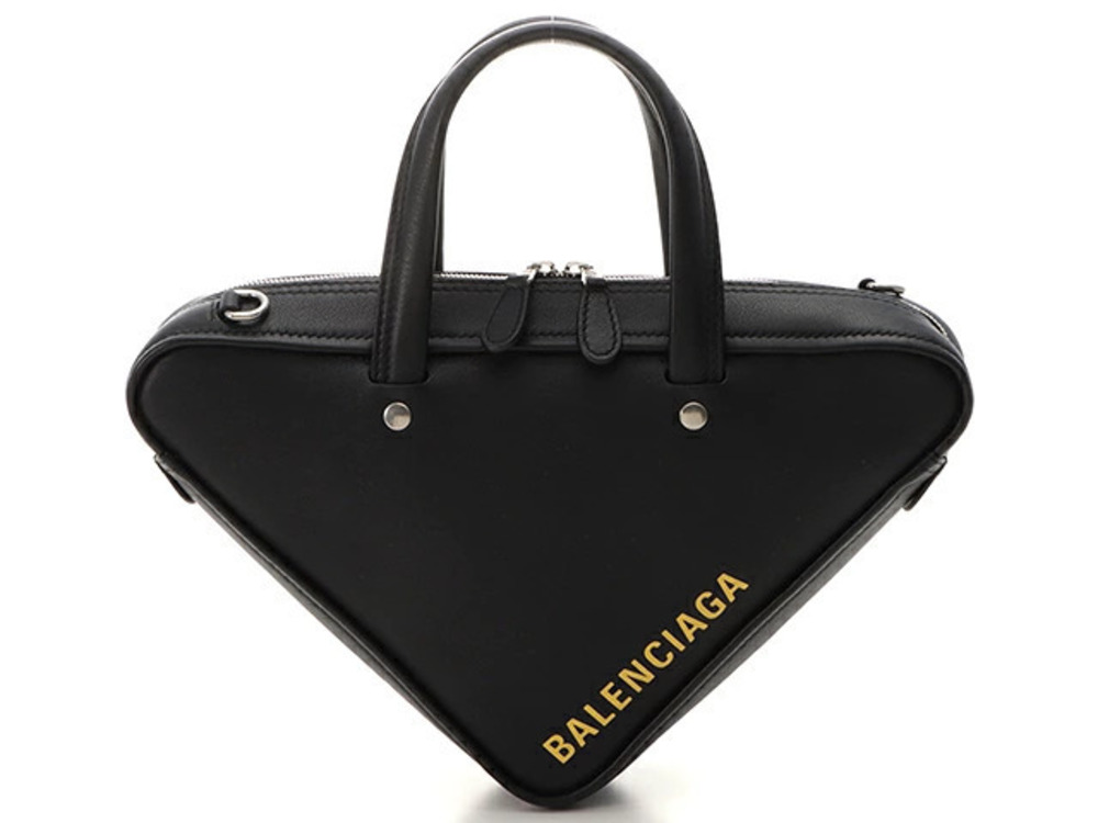 Balenciaga shoulder bag triangle black calfskin